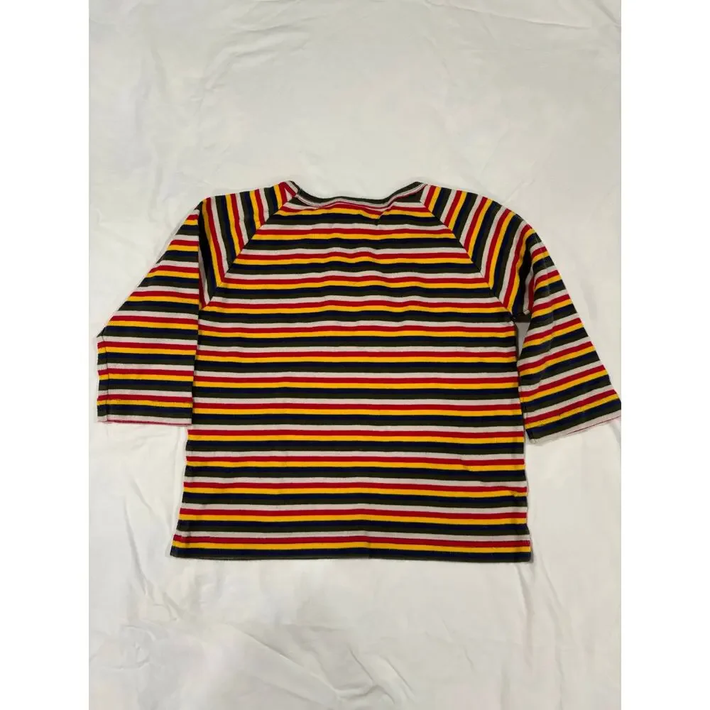 Vintage 90s Y2K Striped Stars 3/4 Sleeve Tee Shirts kids size Large